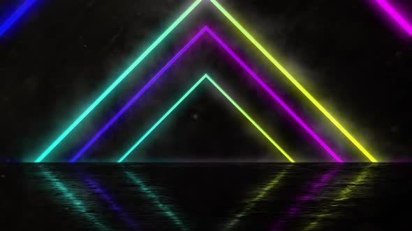 Neon Geometric Shapes on Black background