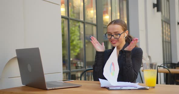 A Businesswoman Emotionally Is Discussing Business Issues on Video Calls