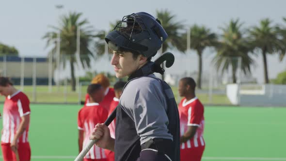 Hockey player before a game