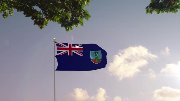 Montserrat Flag With  Modern City 