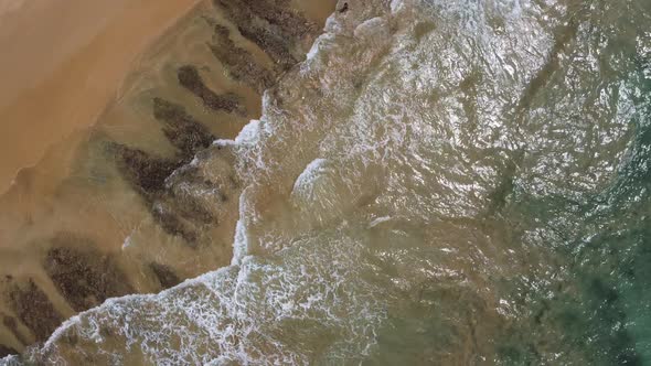 Aerial View To Tropical Sandy Beach and Blue Ocean