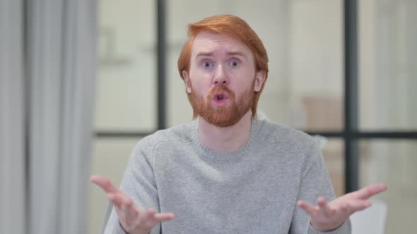 Young Beard Redhead Man Feeling Angry Arguing