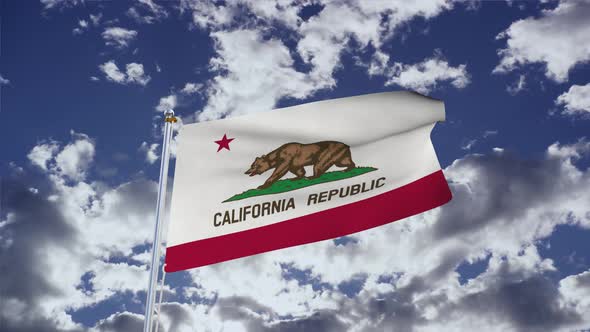 California Flag With Sky 4k