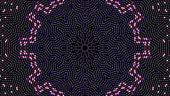 colorful circular point wave of glowing points of light on black background alt