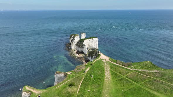 The Chalk Cliffs of Old Harry Rocks on the South Coast of England