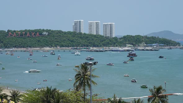 Time lapse of beautiful Pattaya city around sea ocean bay in Thailand