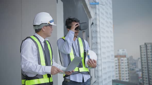 Engineer concept. Business people planning work with a virtual image system