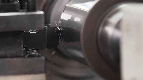 Metalworking Milling Machine Produces Metal Detail on Factory. Cutting Metal Modern Processing