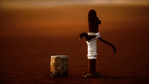 Old Rusted Metal Well in Desert