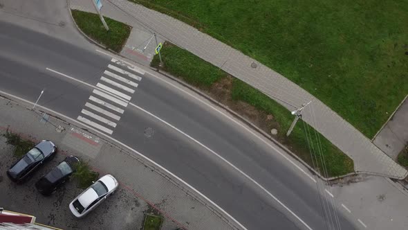 Aerial view of a drone flying over the road.