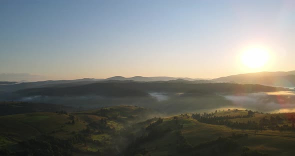 The Sun Rises In The Carpathian Mountains