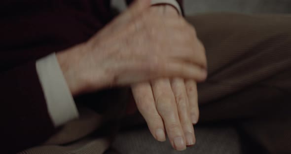 Elderly Senior Man Warming Hands