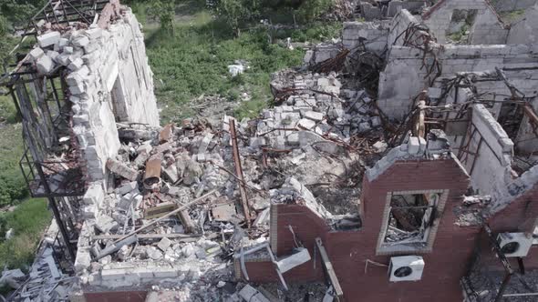 A Building Bombed During the War in Makariv Ukraine