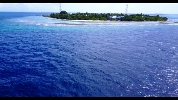 Aerial top view sky of tranquil sea view beach wildlife by transparent ocean with clean sandy backgr