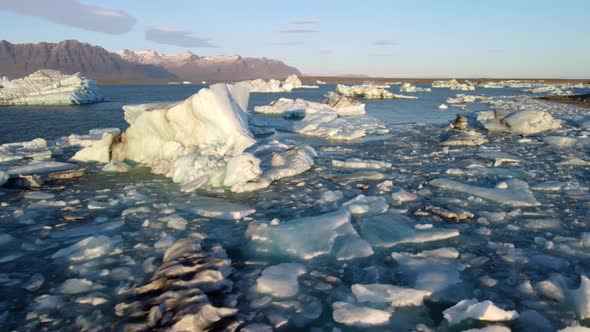 Incredible landscape with icebergs in Jokulsarlon glacial lagoon. Vatnajokull National Park, southea