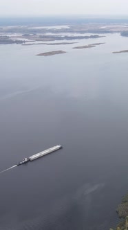 Vertical Video Aerial View of the Dnipro River  the Main River of Ukraine