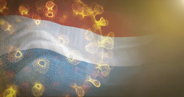 Luxembourg Flag With Corona Virus Bacteria 4K