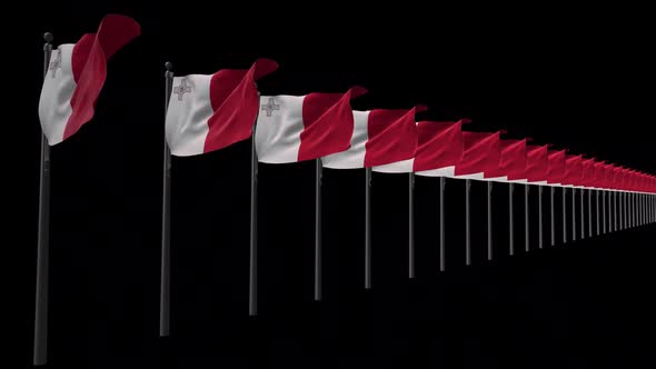 Row Of Malta Flags With Alpha 2K