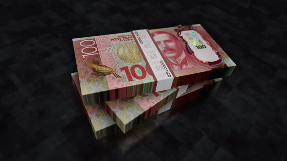 New Zealand Dollar money banknote pile packs