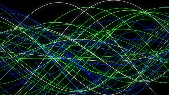 Colorful Ribbon Line Wave Motion Animated On Black Background Blue Green