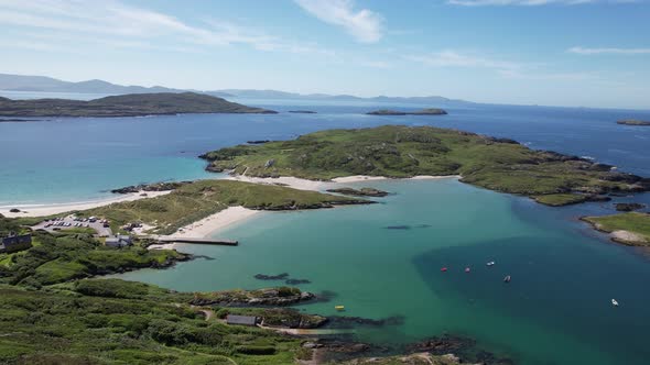 Islands and beaches set in blue sea with crystal clear water Wild Atlantic coast Republic of Ireland