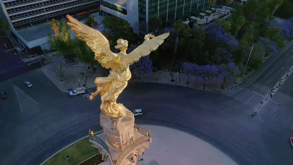 AEREAL SHOT OF The Angel of Independence, Mexico City