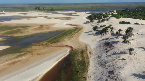 Lencois Maranhenses Maranhao. Scenic sand dunes and turquoise rainwater lakes