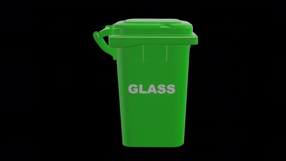 Green container for separate collection of waste glass