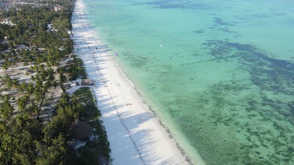 Zanzibar Tanzania  Aerial View of the Ocean Near the Shore of the Island Slow Motion