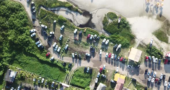 Drone footage of the São José da Ponta Grossa Fort in Florianópolis, Brazil.