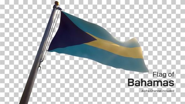 Bahamas Flag on a Flagpole with Alpha-Channel