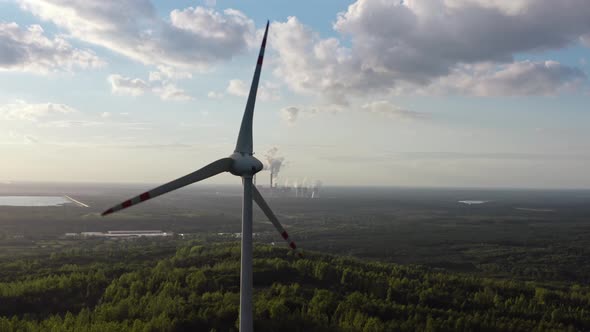 Wind Turbine against Coal Power Plant