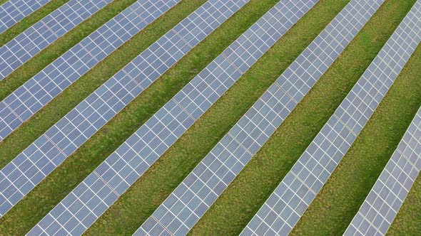 A solar farm in Staffordshire, thousands of Solar Panels capturing the sun's natural light and conve