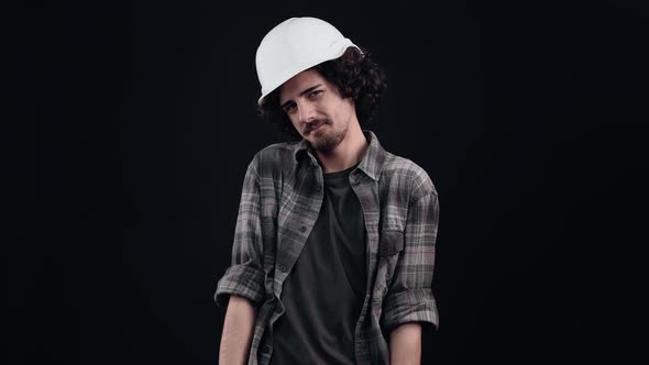 Hipster in Love and Excited with Curly Hair Wants a Hug From His Girlfriend