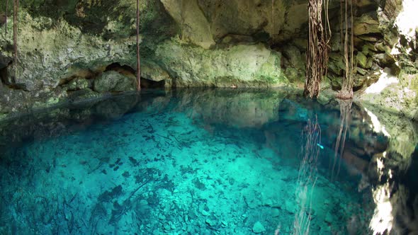 Cenote, Limestone Cave with Clear Water