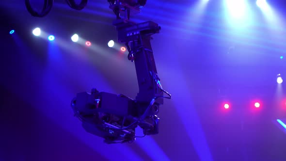 TV show, crane. Video camera on the tap when shooting a television show. Live event