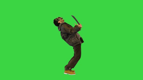 Horror Character Laughing Like an Evil on a Green Screen Chroma Key