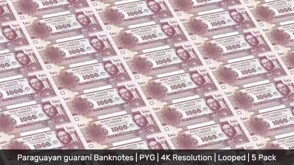 Paraguay Banknotes Money / Paraguayan guaraní / Currency ₲ / PYG/ | 5 Pack | - 4K