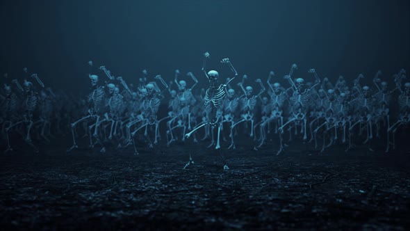Skeletons Dancing Together With Cinematic Camera Movements V2 4K
