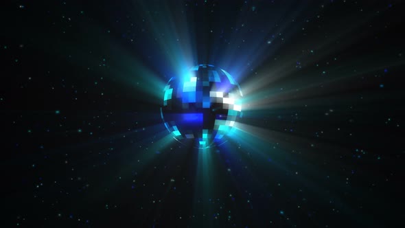 Seamless Animation of the Rotation of a Colorful Multi-colored Disco Ball with Particles and Rays alt