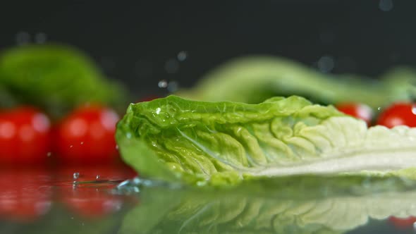 Lettuce Falling To Water in Super Slow Motion, Shot with High Speed Cinema Camera in  , 1000Fps.