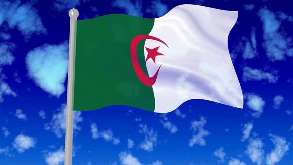 Algeria Flying National Flag In The Sky