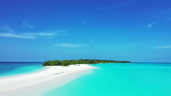 Aerial view sky of paradise seashore beach trip by clear sea with white sandy background of a dayout