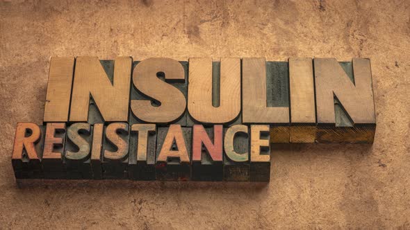 Insulin resistance word abstract - stop motion animation in vintage letterpress wood type 