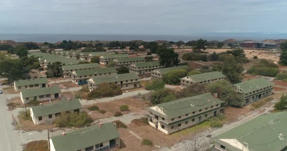 Aerial shot of Abandoned Military Base Barracks, Fort Ord Near Monterrey  California