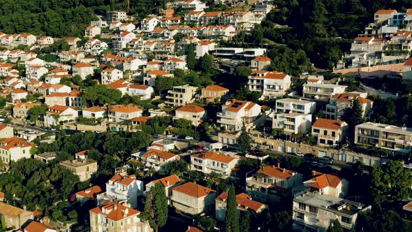 Aerial drone view over the city of Dubrovnik