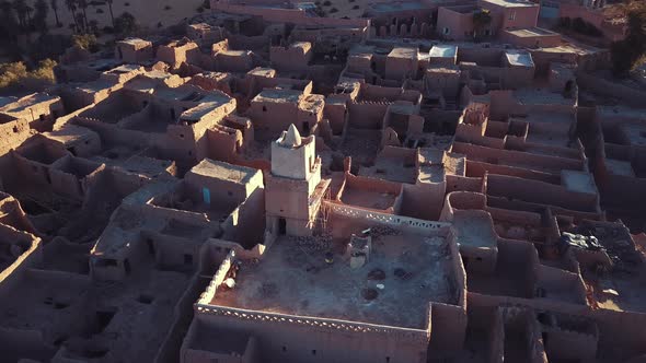 Aerial View Of The Authentic Ancient Taghit In The Sahara Desert, Algeria