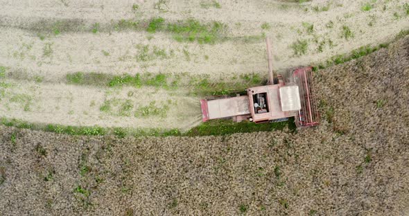 Agriculture Harvester Harvesting Field Aerial View