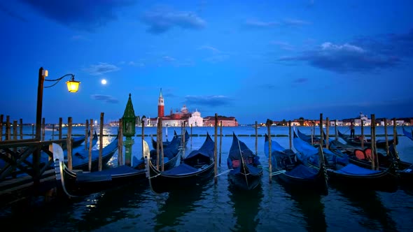 Gondolas in Lagoon of Venice, Italy