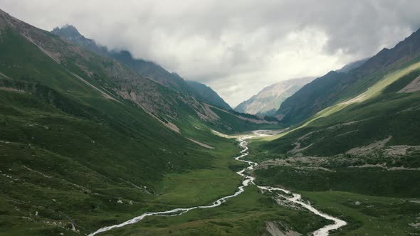 Aerial Landscape of Mountain Valley in Kazakhstan